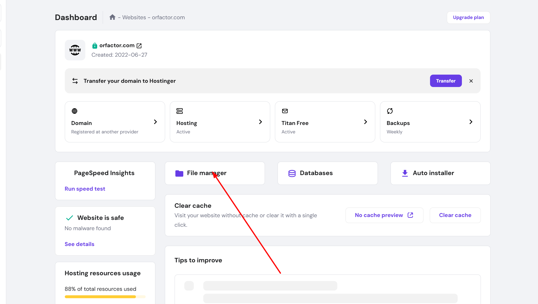 Hostinger File Manager Access