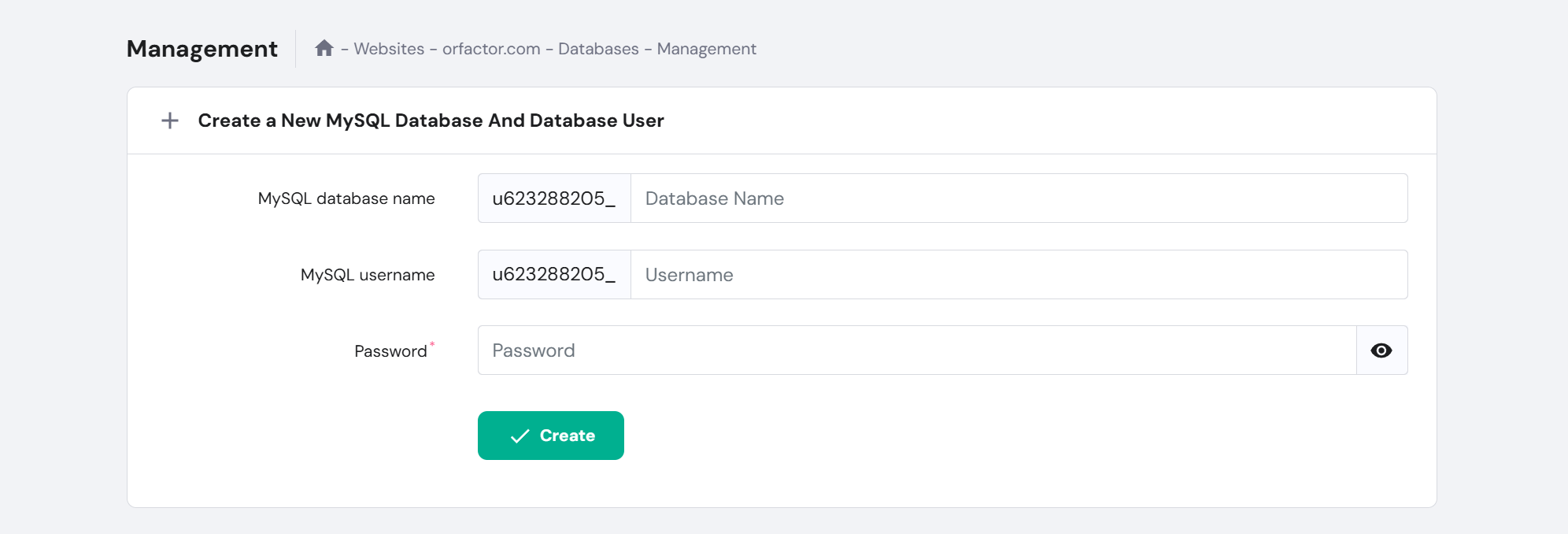 Database and User Creation
