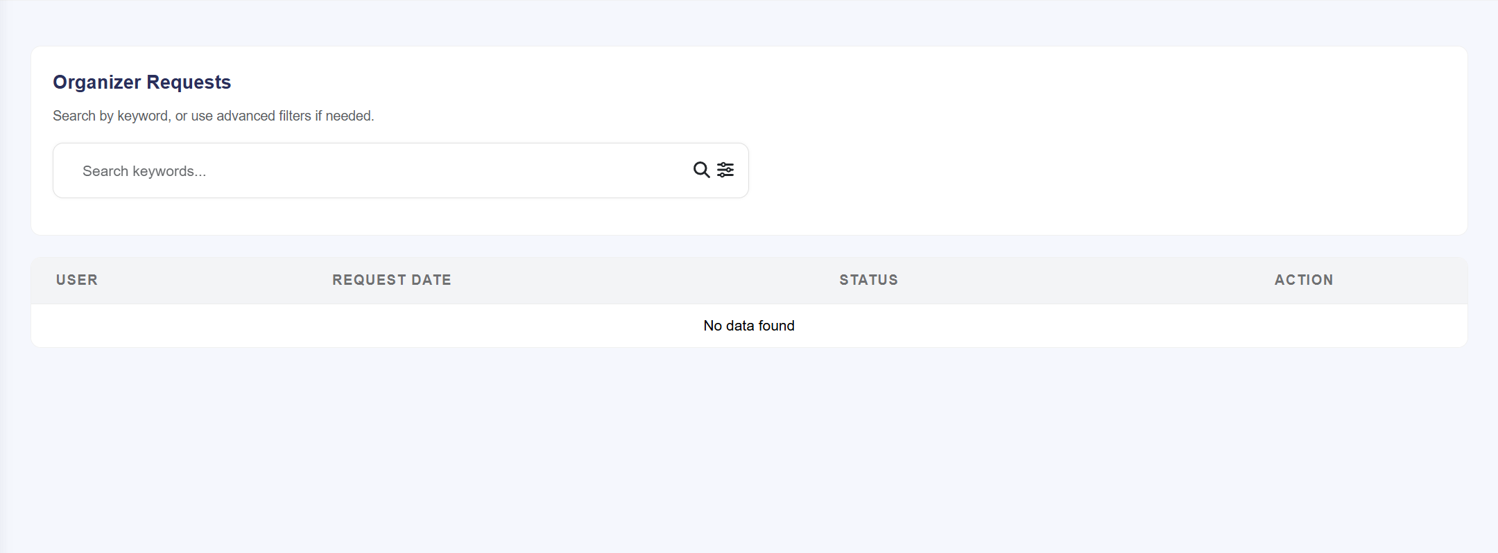 Organizer Requests Queue